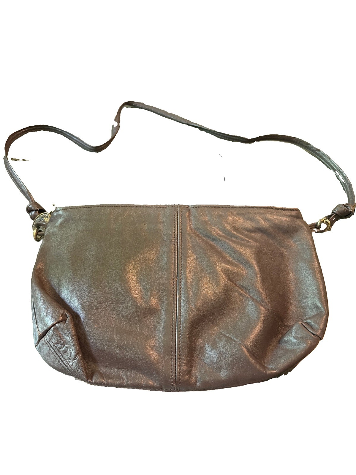 Stone Mountain Leather Crossbody Bag Taupe Brown Made in USA