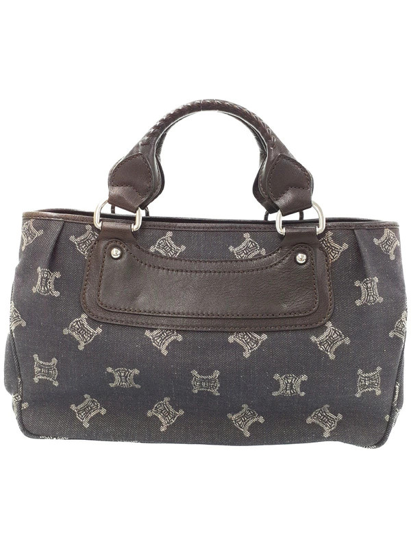 Celine Paris Macadam Boogie Bag Leather Dark Brown Handbag Women’s #TB1118