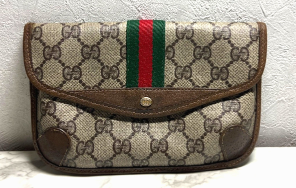 Gucci Vintage GG Shelly Line Supreme PVC Leather Authentic