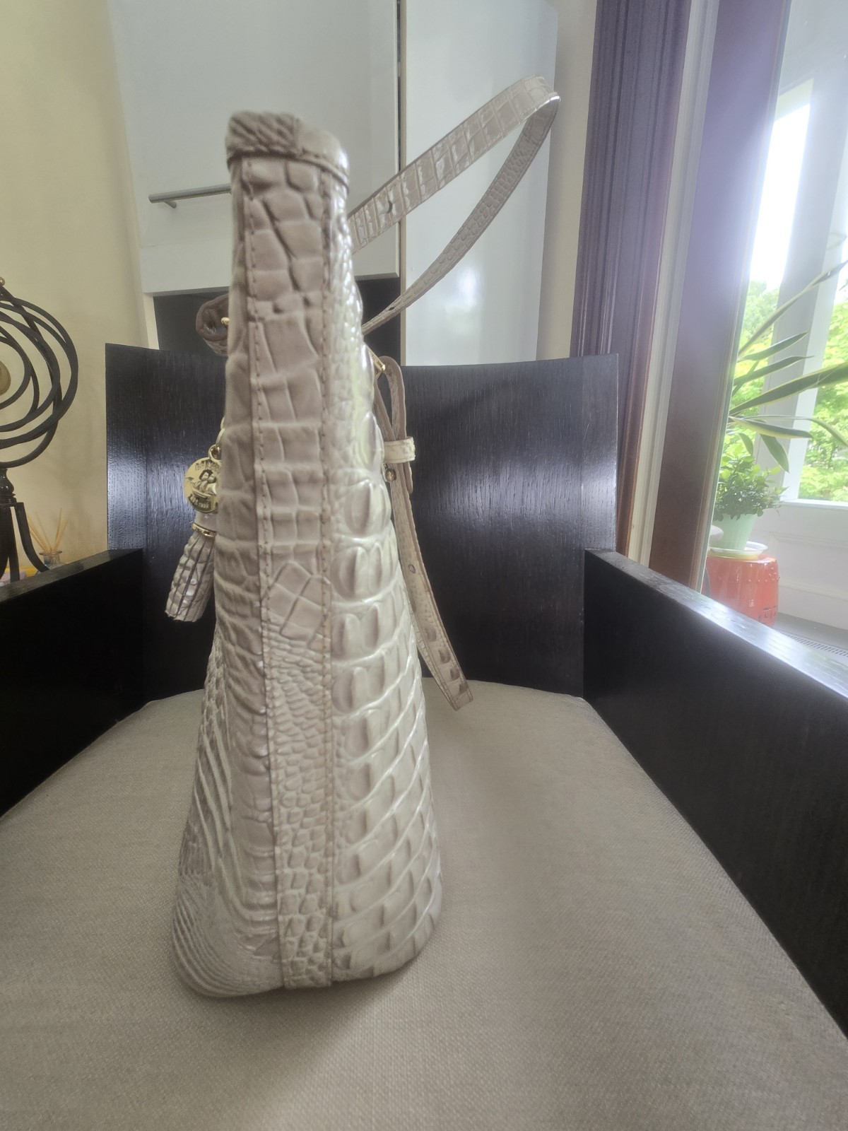 Brahmin Medium Asher Tote Gravel Melbourne Beige Croc Embossed Leather