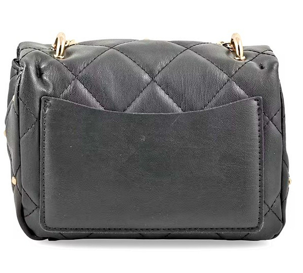 Badgley Mischka Black Quilted Vegan Leather Pearl Crossbody Bag $99 MSRP