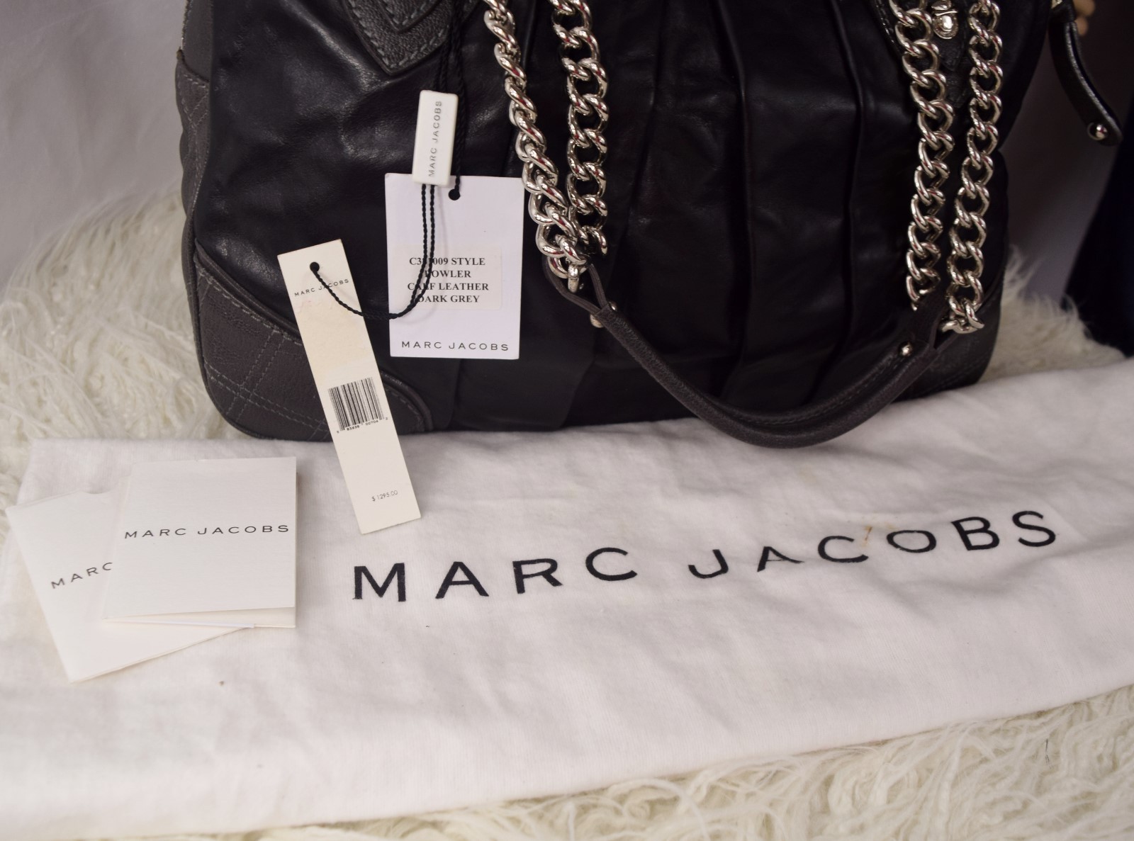 NWT MARC JACOBS Quilted & Pleated Bowler Calf Leather Shoulder Bag $1295