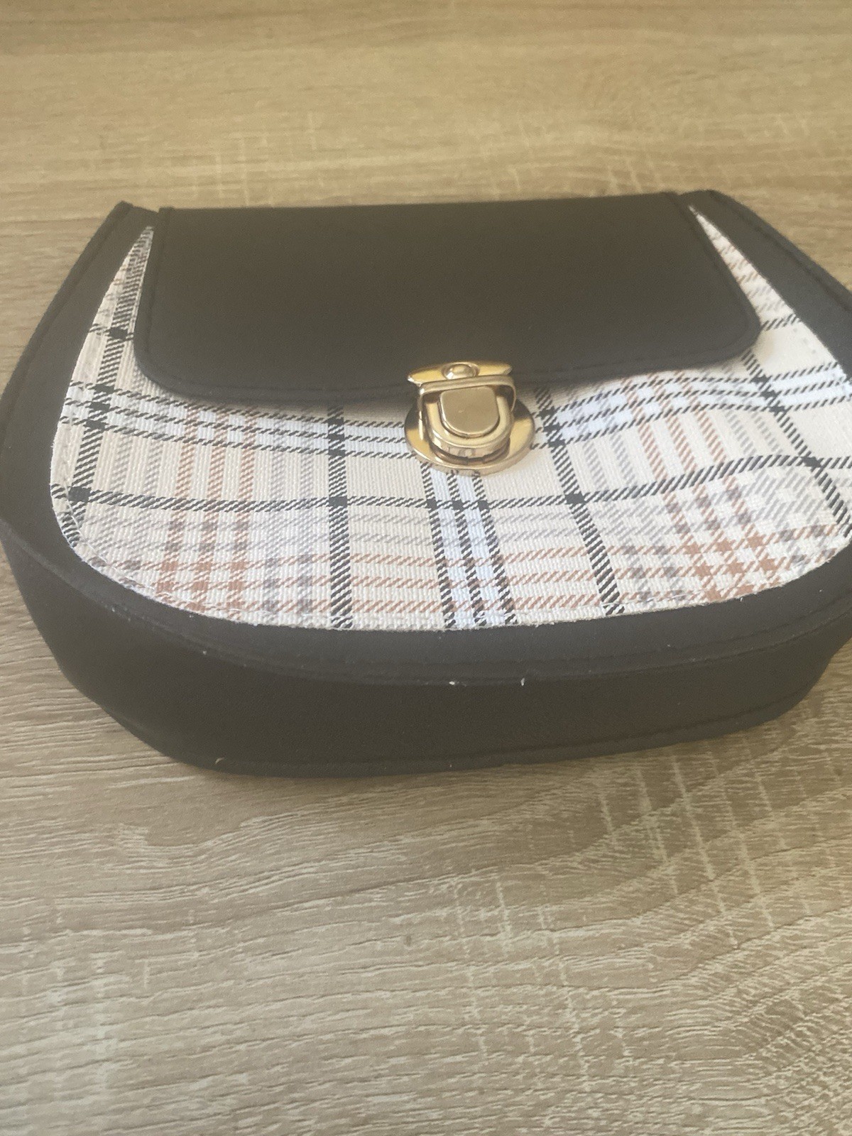 Black & Beige Plaid Small Clutch Purse