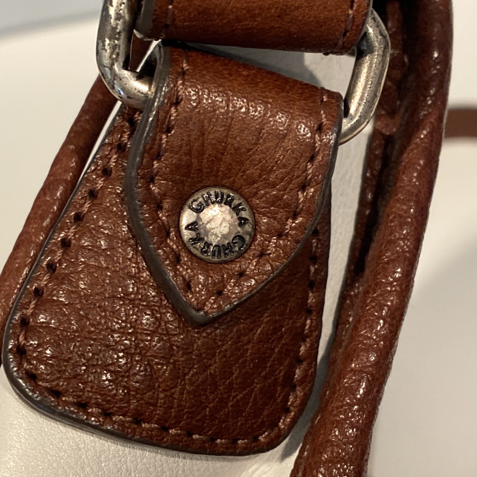 Vintage Original Ghurka No 509 PURSER white Leather/Trim Crossbody Bag RARE!