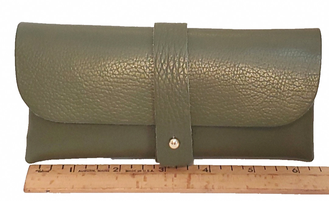 Moss Green Italian Leather Bucket Bag with Matching Case Made in Italy 10 in x 6