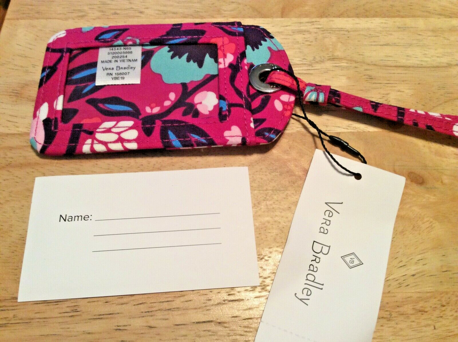 FREE SHIP Vera Bradley Luggage Tag ID with strap Bloom Berry New