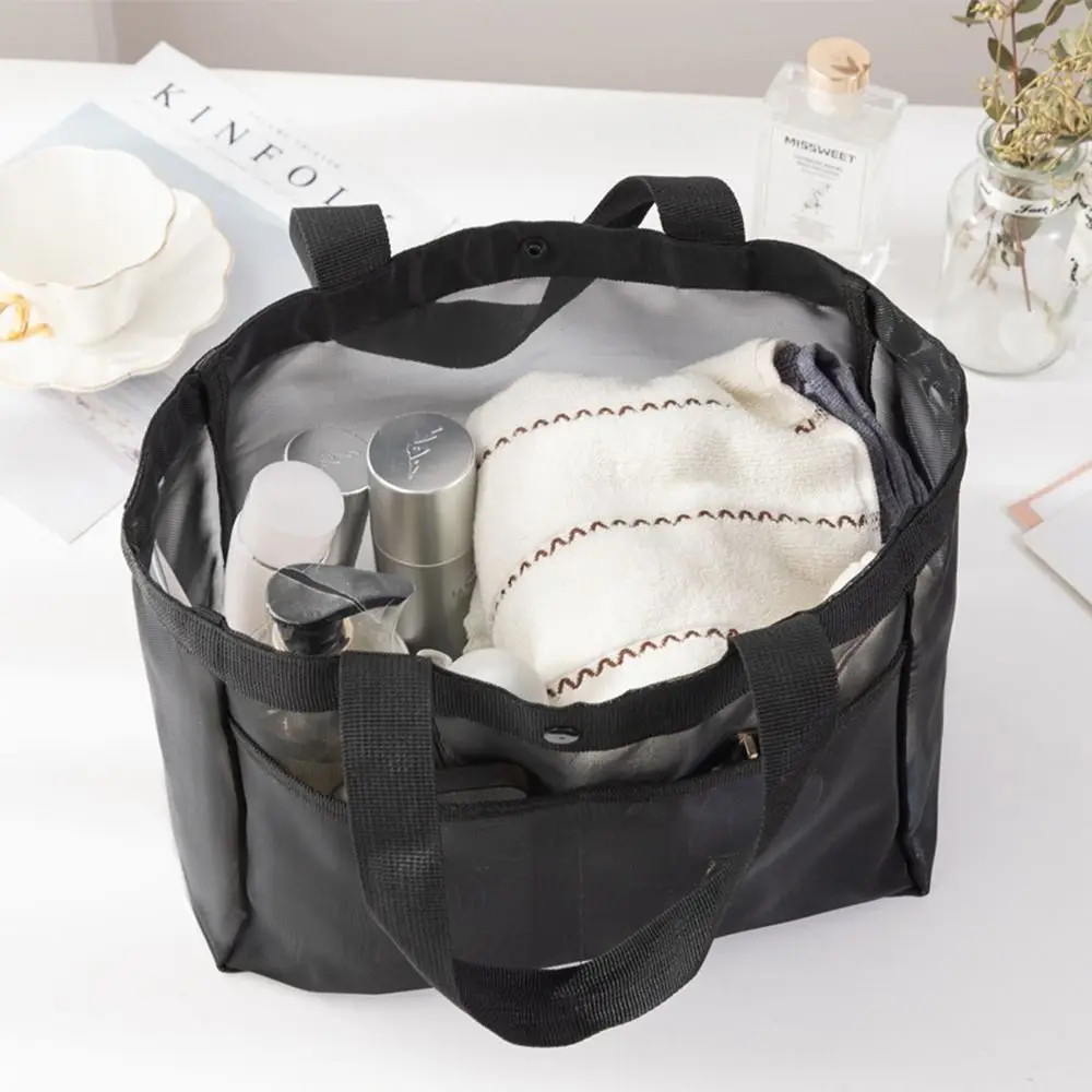 Hollow Large Capacity Makeup Storage Bag Women Multifunctional Mesh Shoulder