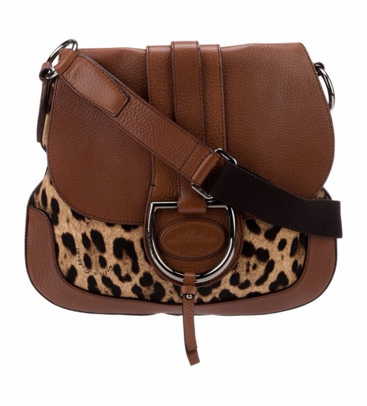 Dolce & Gabbana Brown Animal Print Messenger Bag Flap Silver Hardware Strap