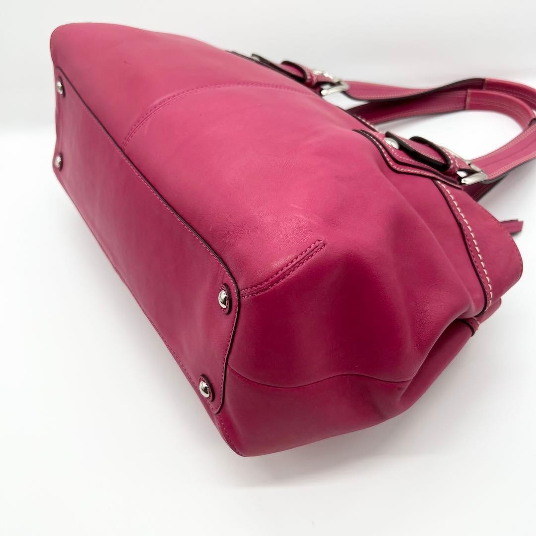 Coach Soho Tote Bag Pleated Leather Pink