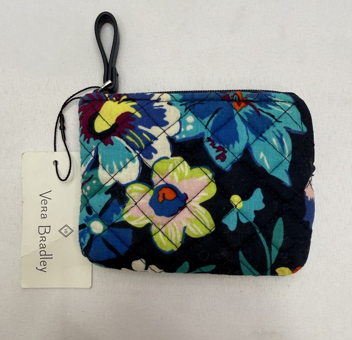 Vera Bradley Iconic Coin Pouch Soft Cotton in Moonlight Garden Blue Floral NWT