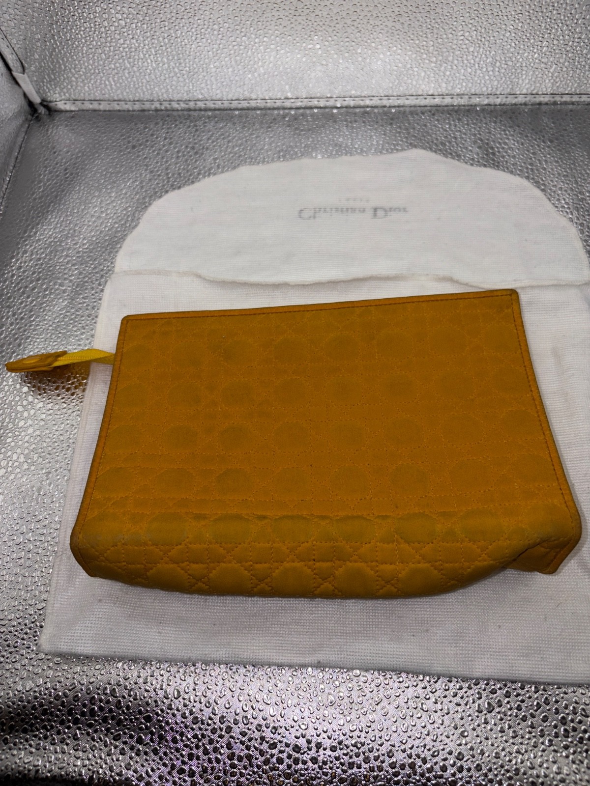Christian Dior beauty yellow vintage clutch good condition