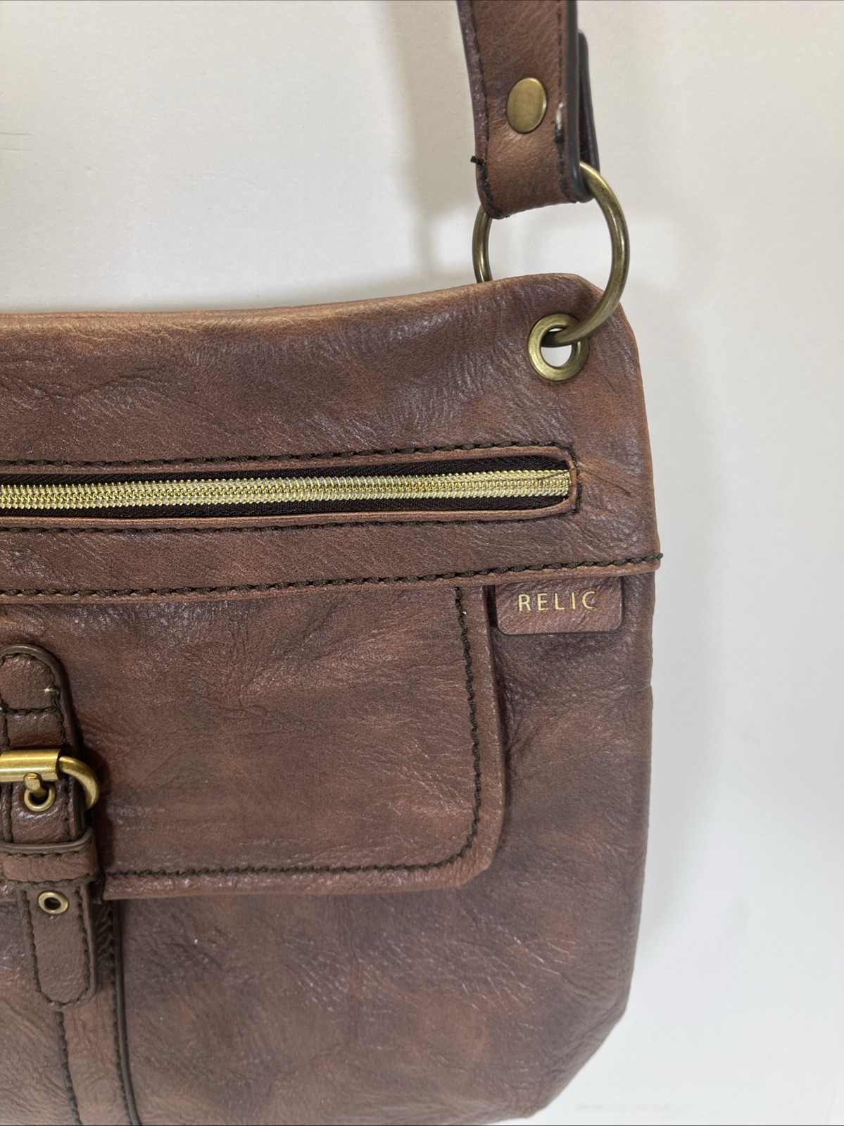 Relic Brown Cross Body Bag Adjustable Strap Purse Medium Size Dark Brown