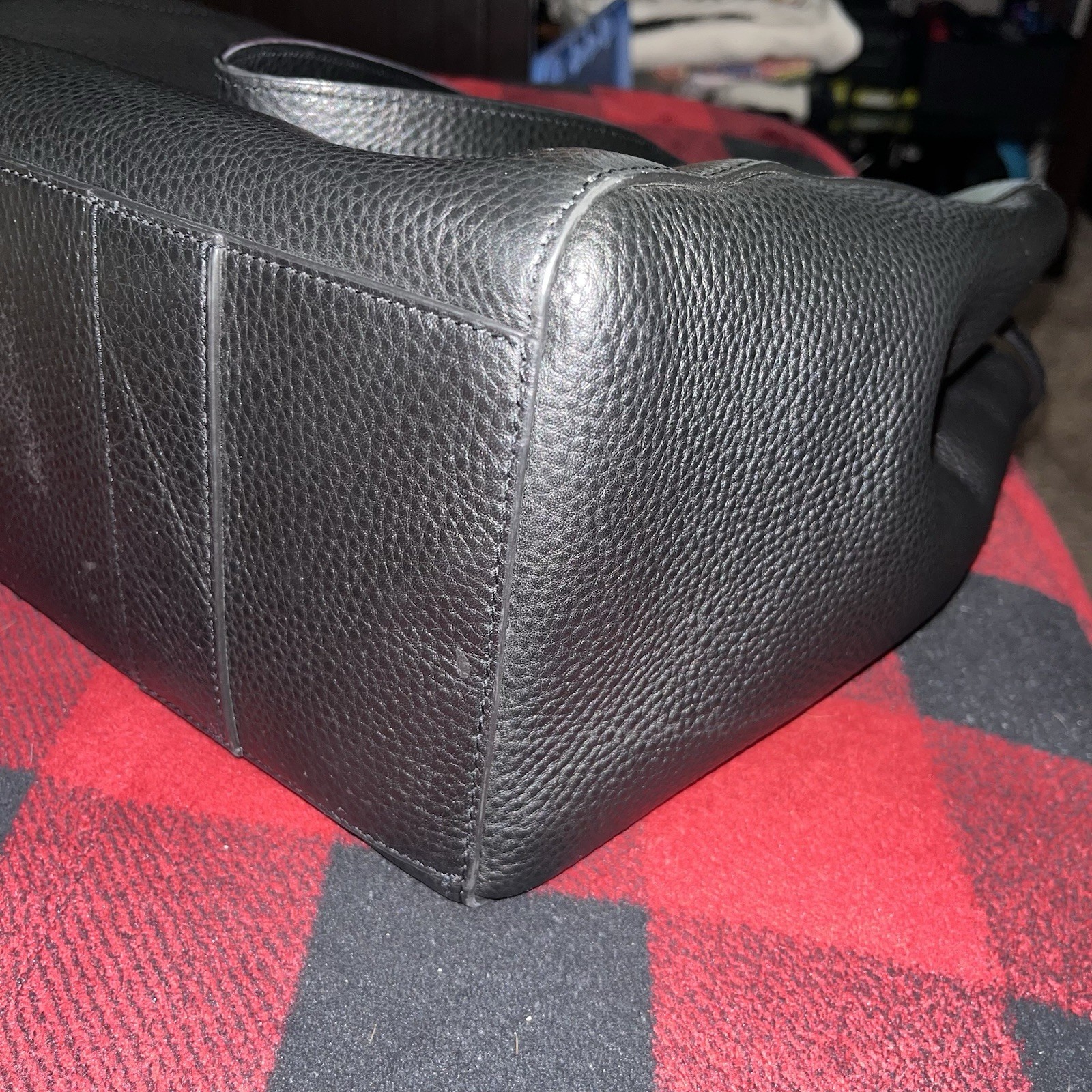 Dagne Dover Allyn Tote Onyx Black Pebbled Leather Laptop Shoulder Bag