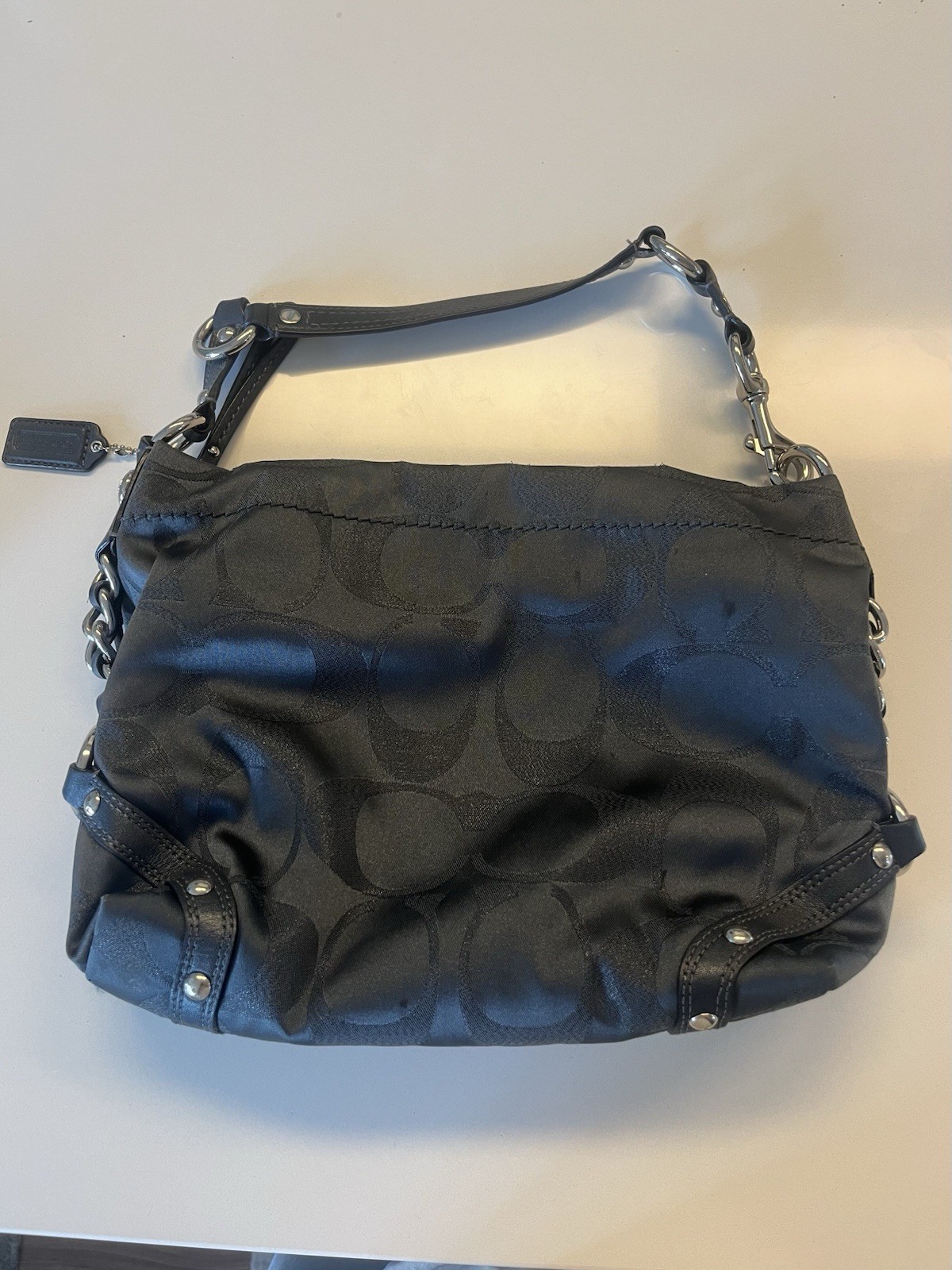 Coach Carly Hobo Black Signature Canvas and Leather shoulder bag