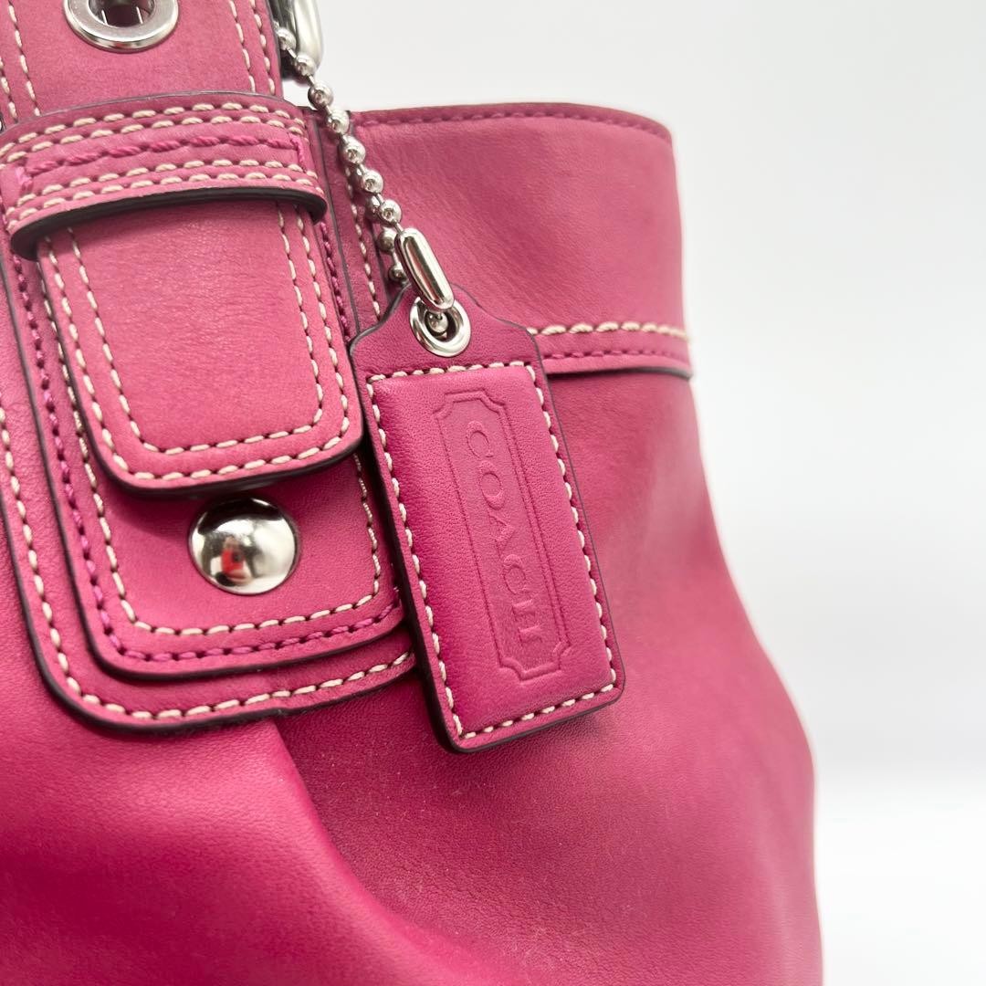 Coach Soho Tote Bag Pleated Leather Pink