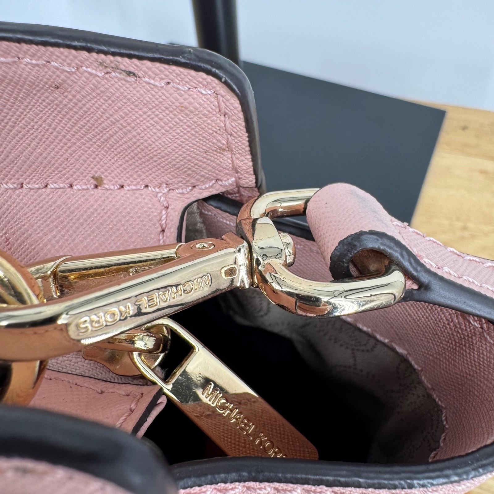 Michael Kors Selma Medium Studded Satchel Pink Saffiano Leather Crossbody Bag