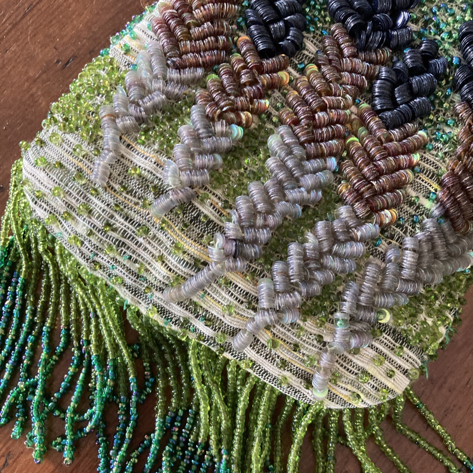 SANTI Artisan Beaded Petite Bag Excellent Condition 19” Drop 4.5 X 5 Inches