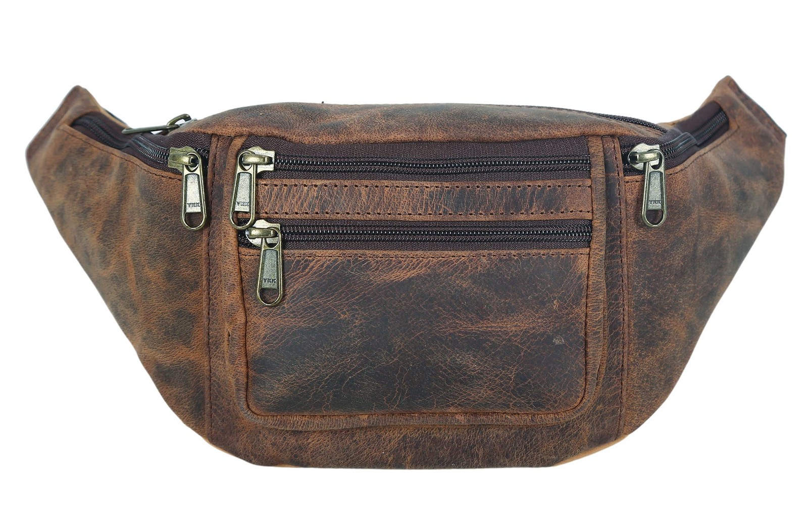 Premium Buffalo Leather Fanny Pack Waist Bum Pouch Multiple Pockets Run