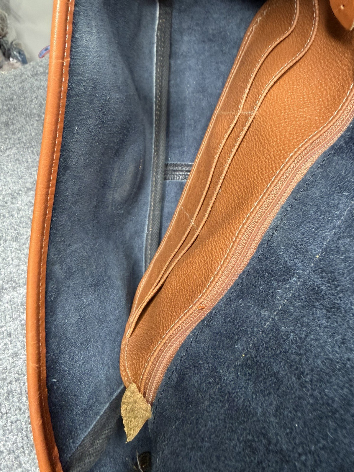 Dooney & Bourke Vintage Navy Blue and Tan Leather Equestrian USA Crossbody Bag