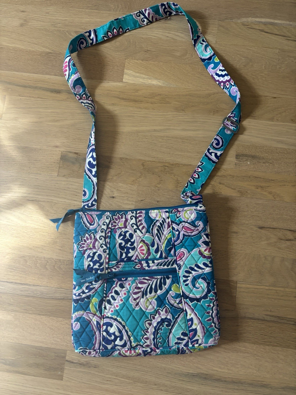 Vera Bradley WAIKIKI PAISLEY TEAL GREEN PURSE CROSSBODY EUC