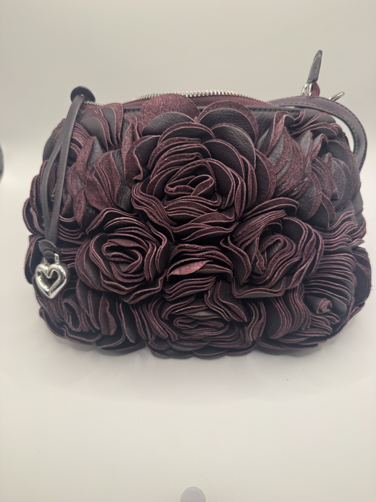 Brighton Velvet Rose Masterpiece Collection, Eggplant Leather Hobo Purse