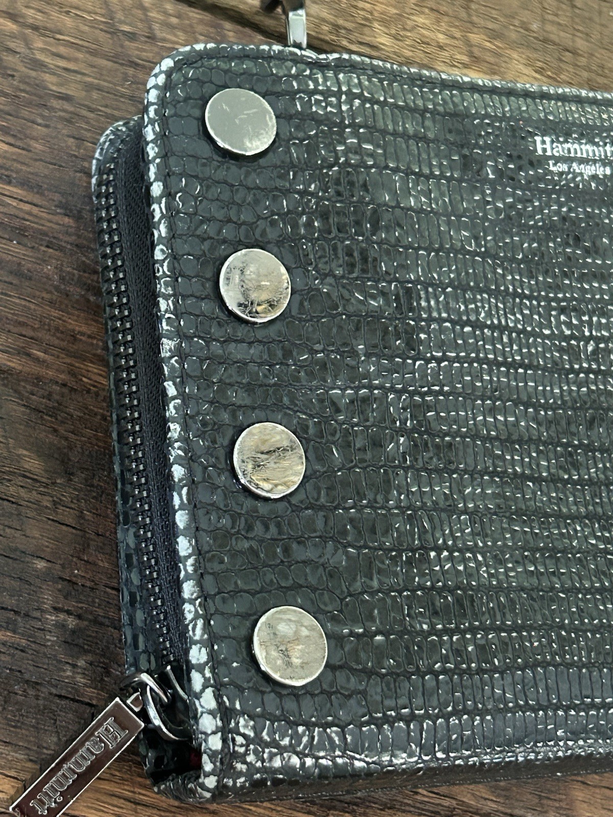 Hammitt black crocodile-embossed leather crossbody bag