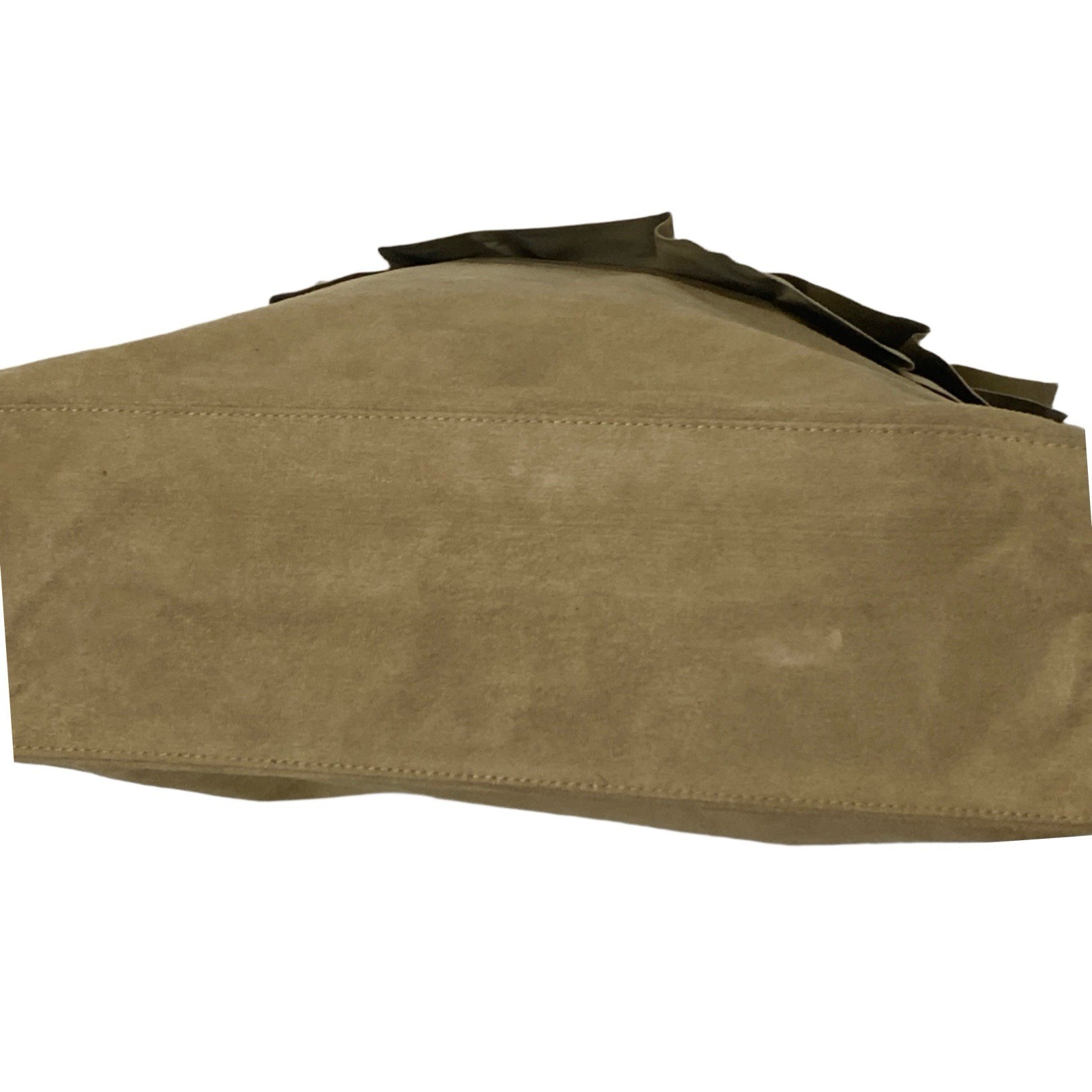 Faux Suede Beige Ruffle Shoulder Bag Tote NWT