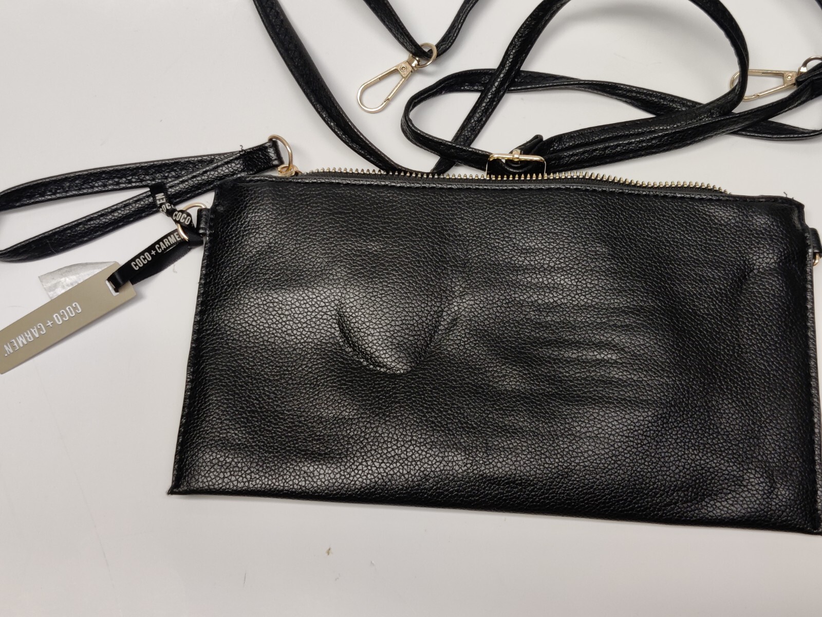 COCO + CARMEN White And Black Artisan Beaded Crossbody Clutch Bag