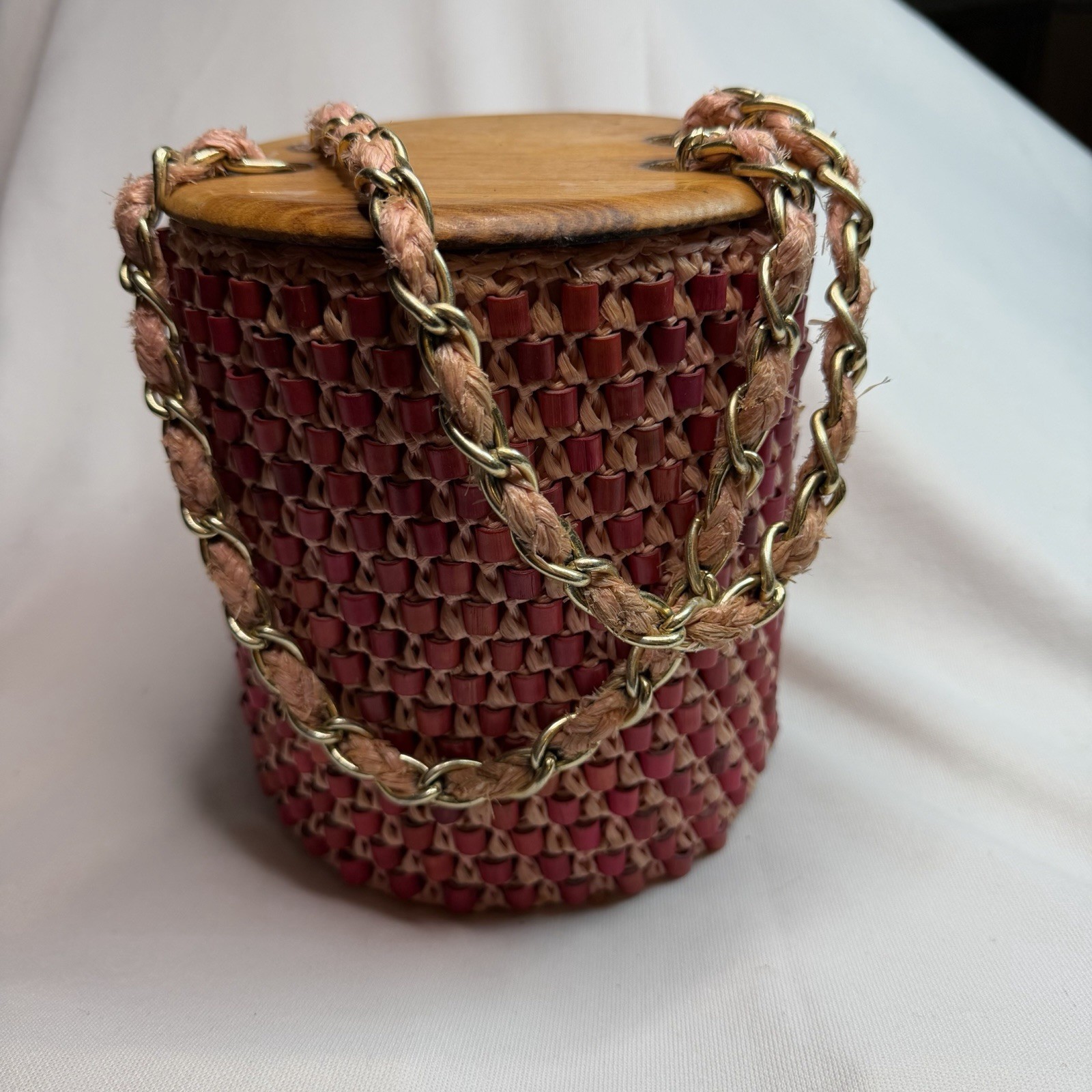 Unique Gaymode Vintage Wood Cylinder Purse Made in Japan