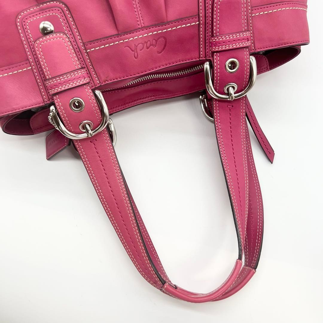 Coach Soho Tote Bag Pleated Leather Pink