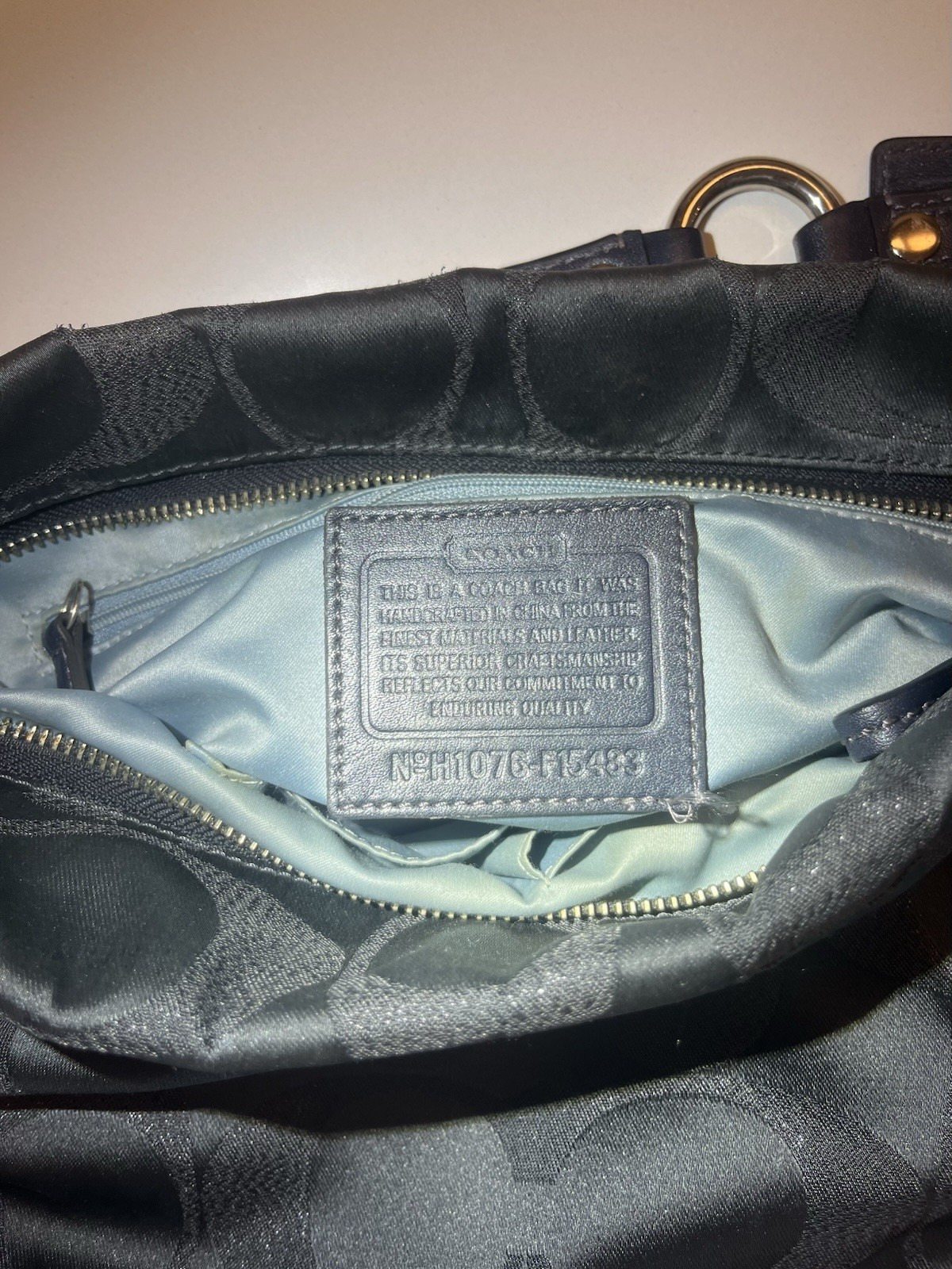 Coach Carly Hobo Black Signature Canvas and Leather shoulder bag