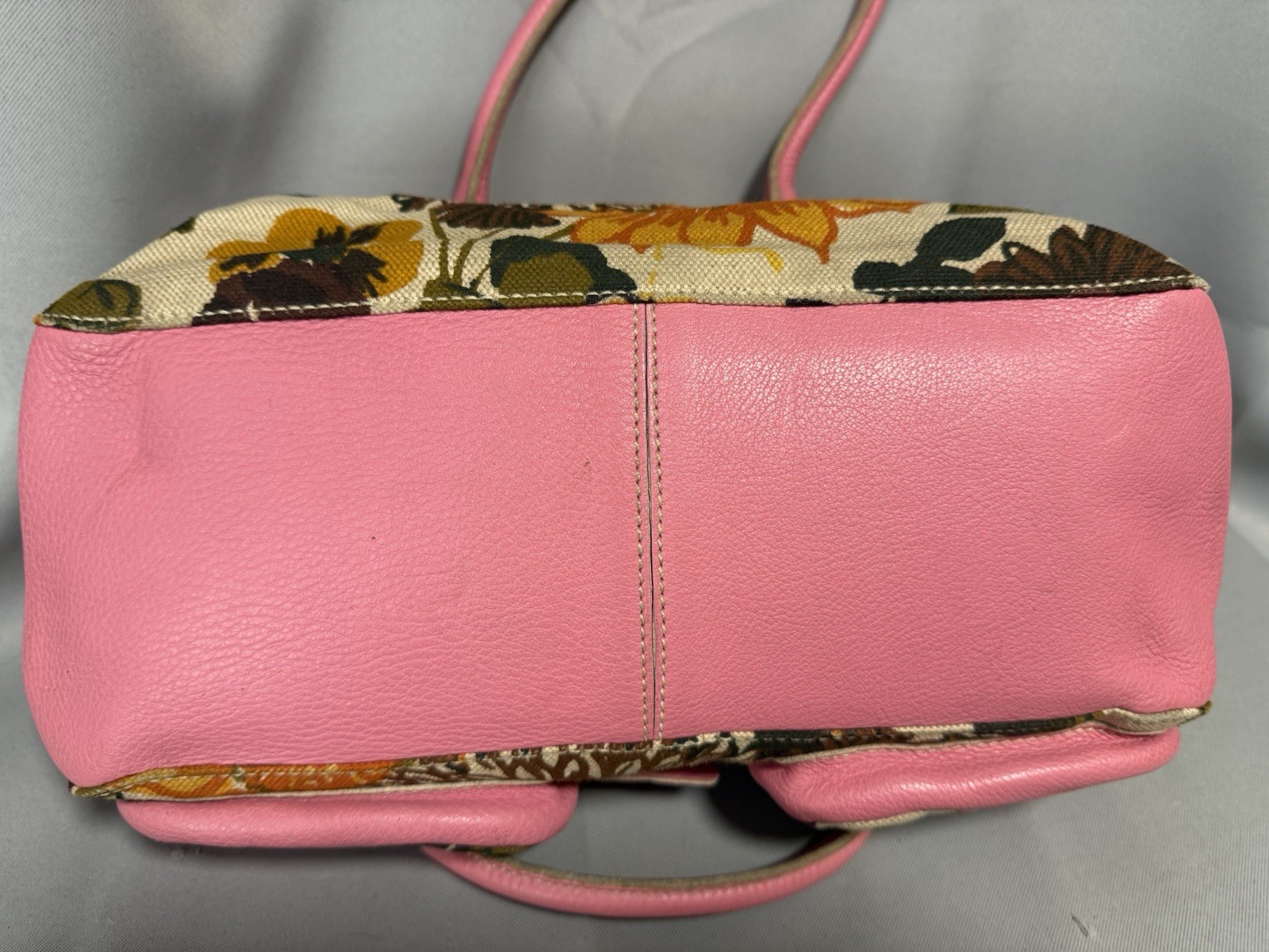 The Original CAR SHOE Hobo PINK Leather Purse PRADA Floral Canvas Bag CAR-SHOE
