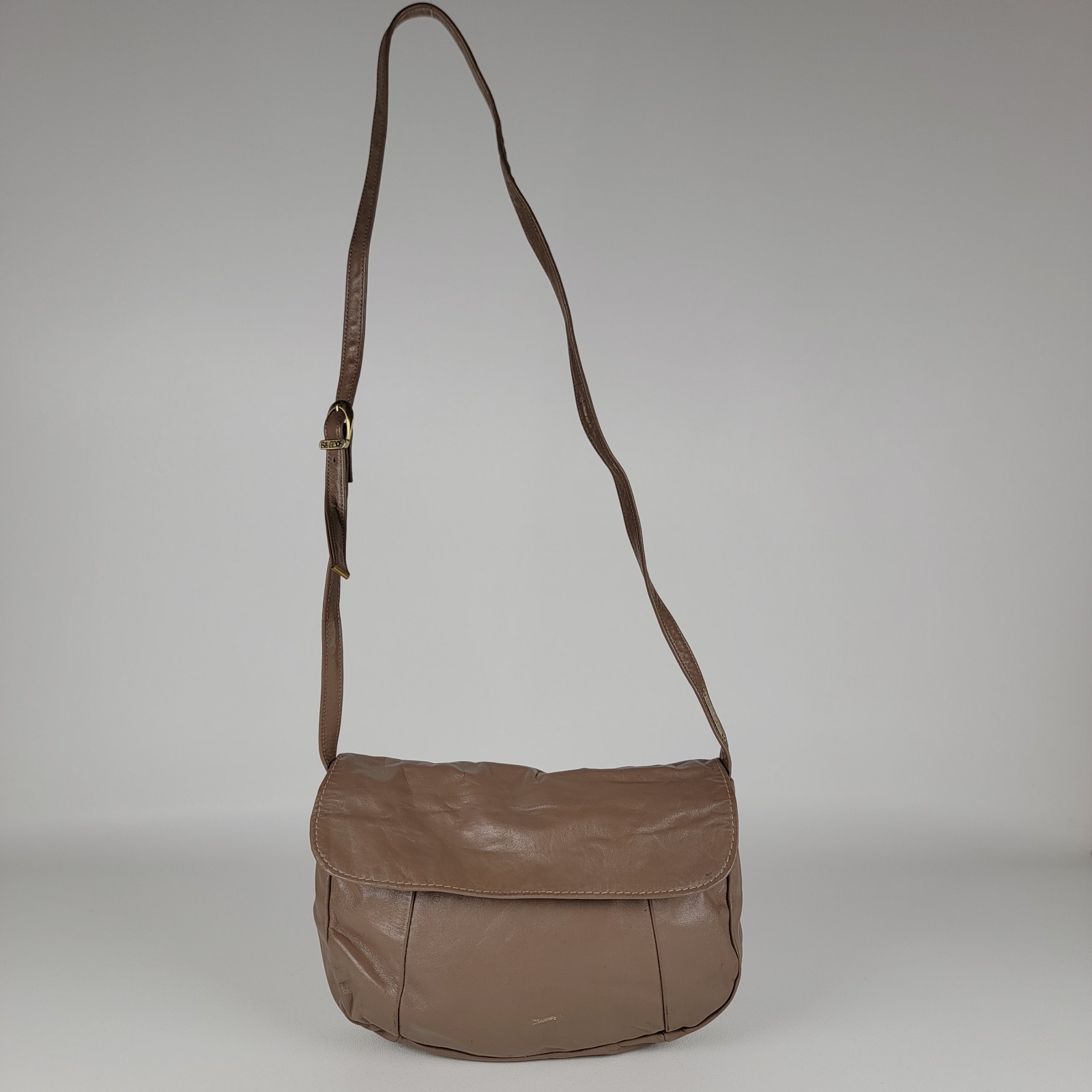 Vintage Bill Dorf Neutral Taupe Leather Purse Clutch Handbag Crossbody Purse