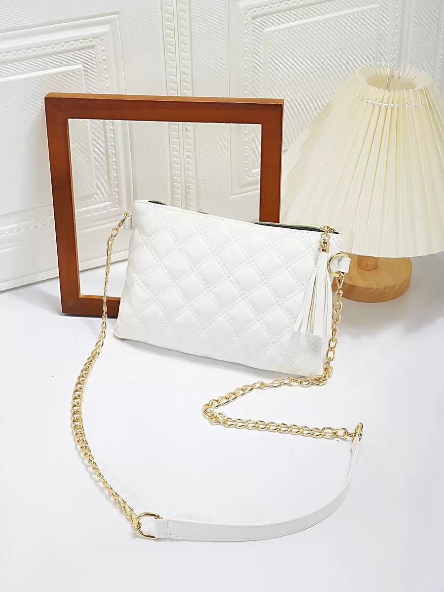 Embroidered Plaid Quilted Crossbody Bag Korean Camera Purse Small Phone Pouch
