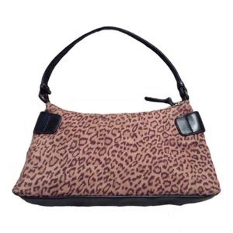 Faux Suede Mini Animal Print Shoulder Bag with Black Trim Accessory Retro Vegan