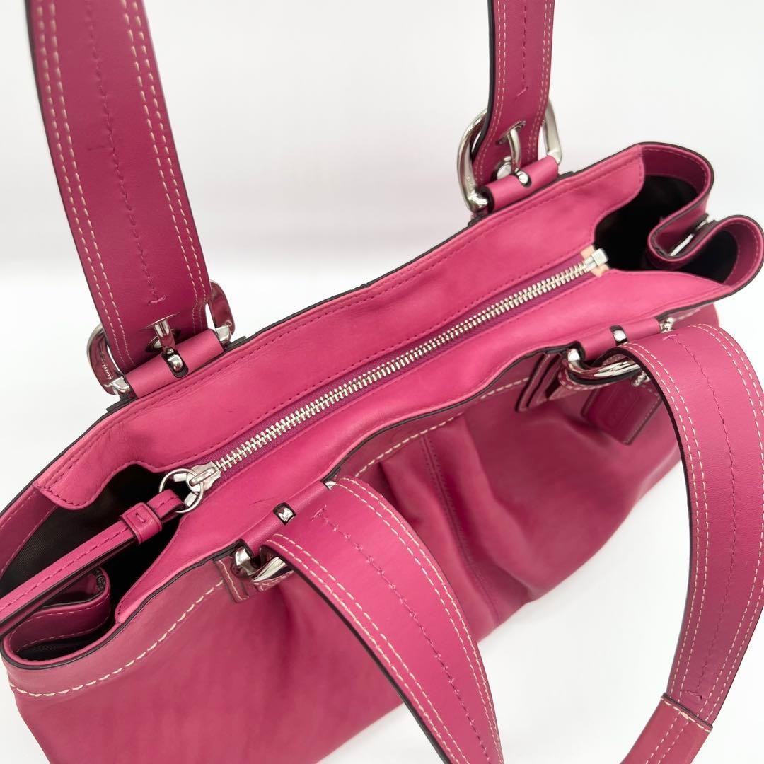 Coach Soho Tote Bag Pleated Leather Pink