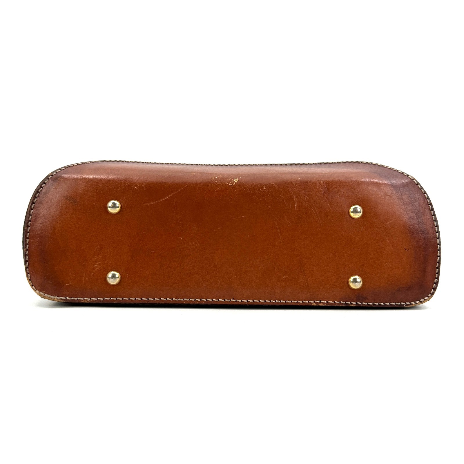 CELINE Macadam PVC Coated Canvas Flap Shoulder Bag Brown Leather Trim Vintage