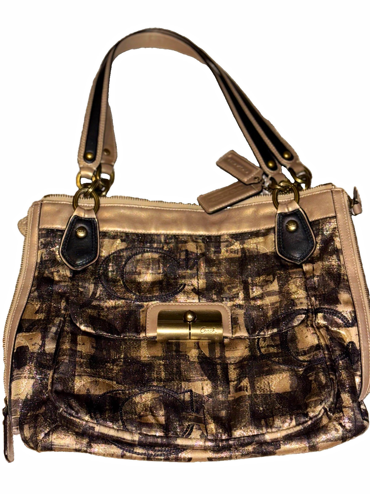 Coach Kristin Embroidered Plaid Signature C Tote Bag