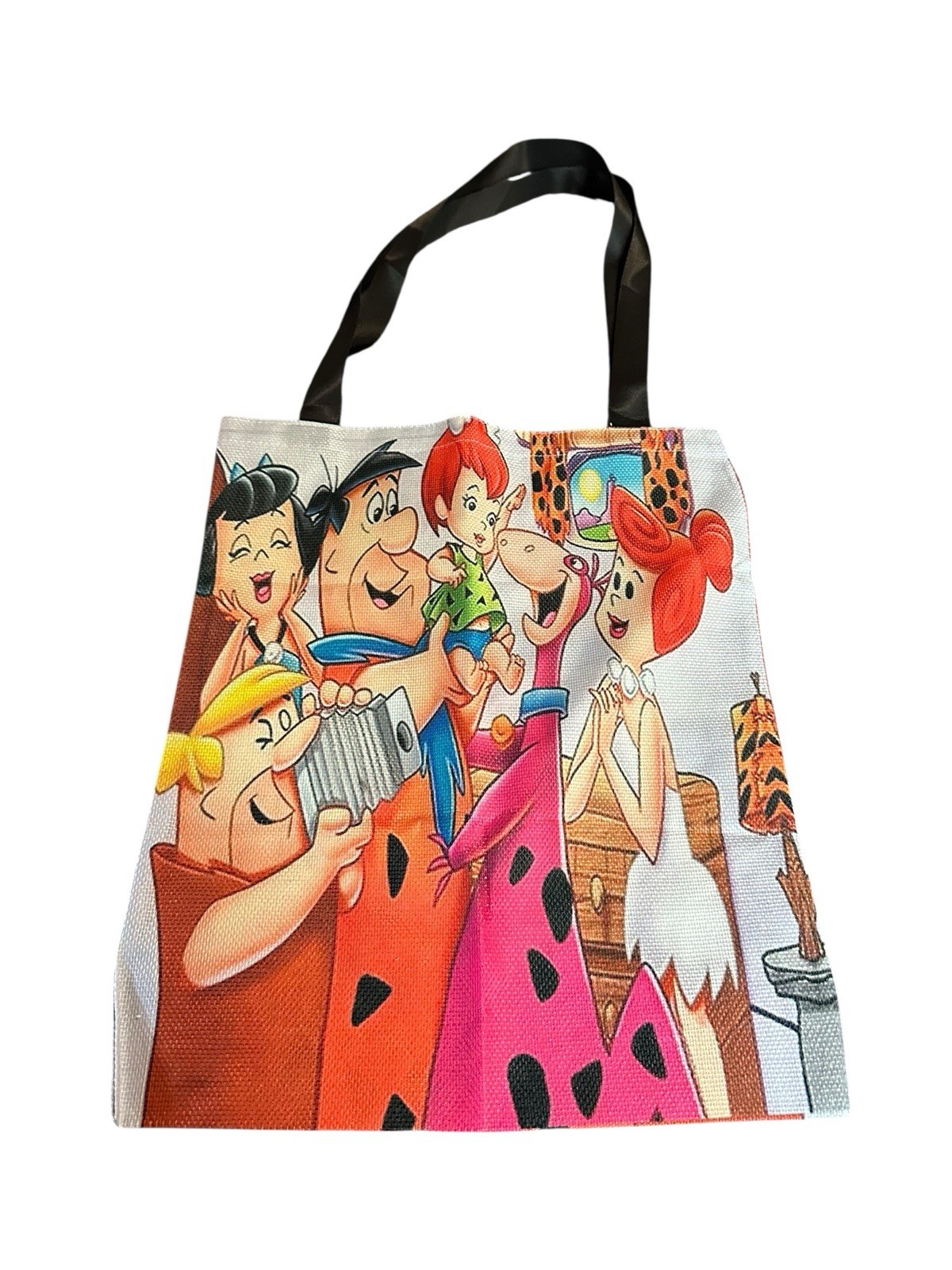 NEW tote bag flint stones cartoon double sided 16X13 inches