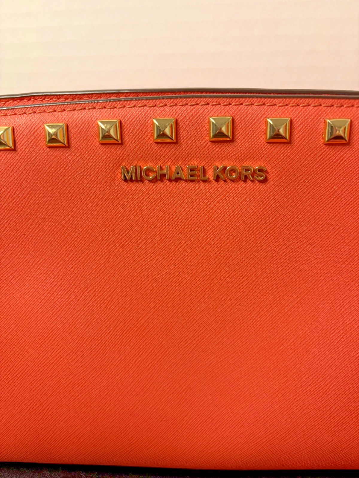 *MICHAEL KORS* Selma Medium Studded Staffiano Leather Messenger Crossbody Purse