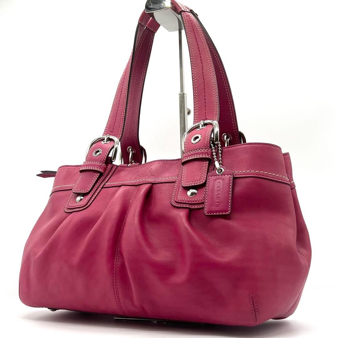 Coach Soho Tote Bag Pleated Leather Pink