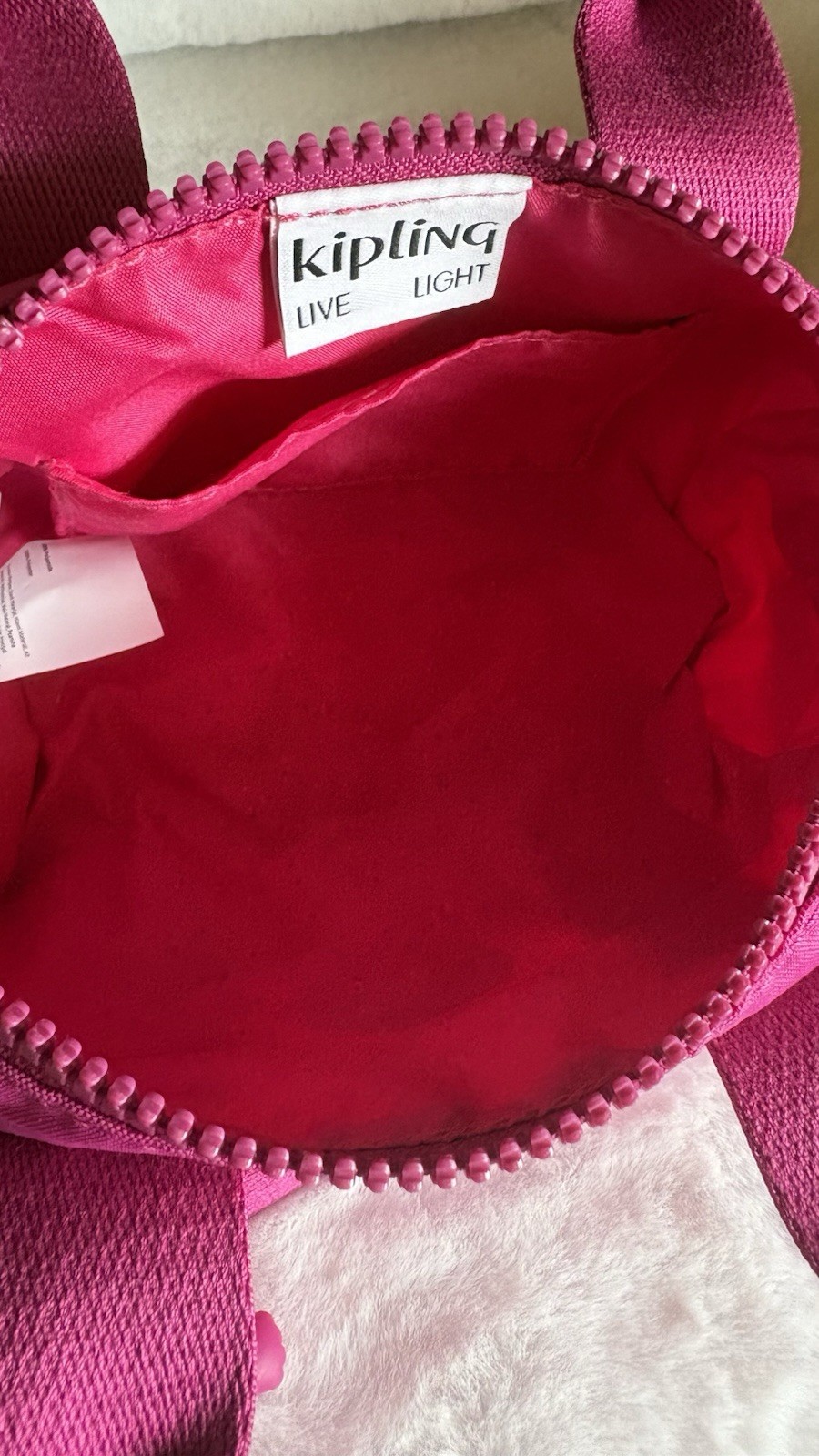 Genuine Kipling Bina Mini Small Duffle FUCHSIA Crossbody Terra w Keychain