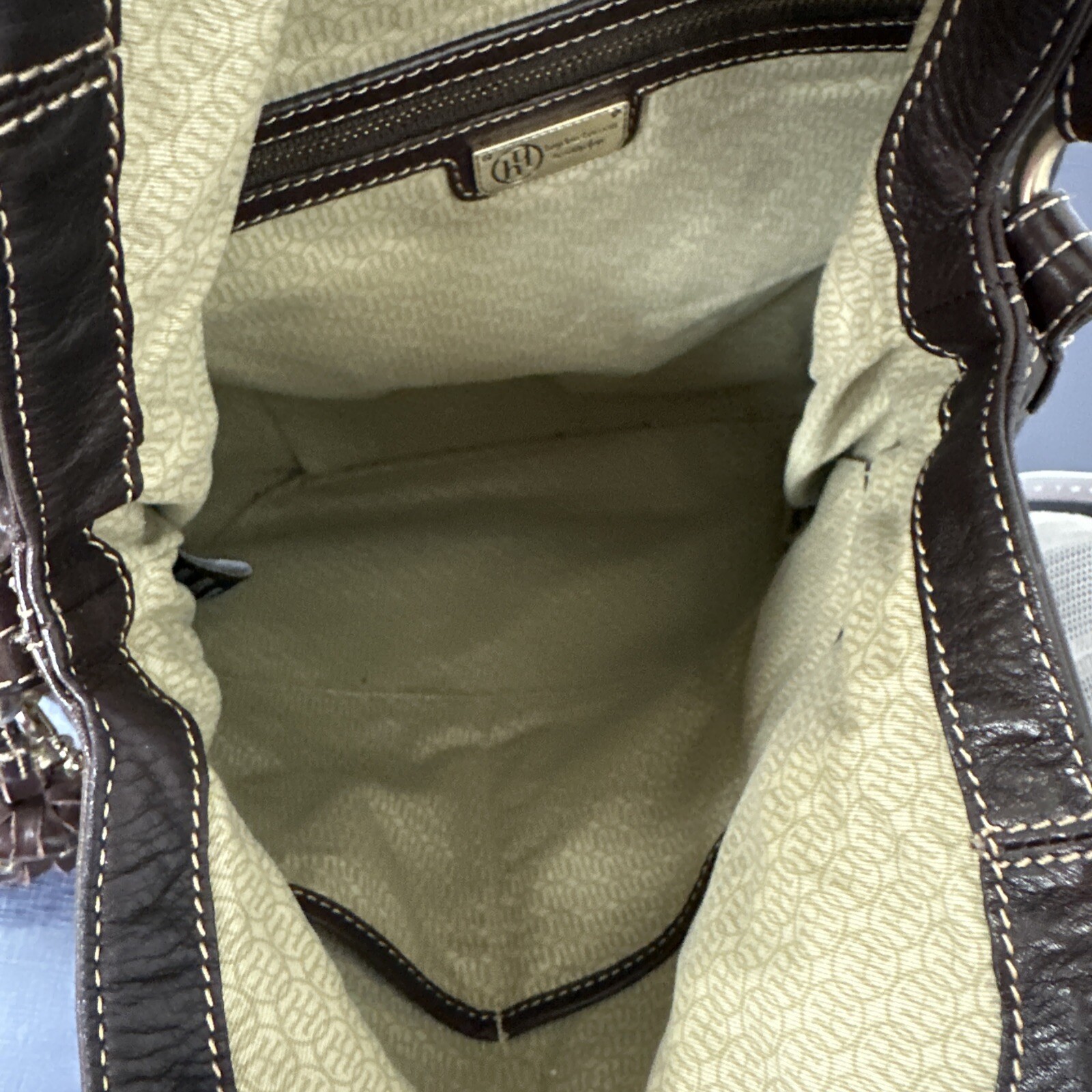 Vintage Hayden Harnett Havana Shoulder Bag Hobo Tassel Brown Leather Topstitch