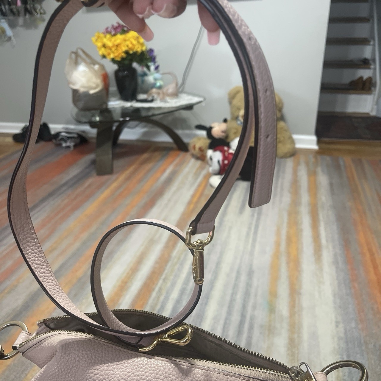 Michael Kors Pink Pebbled Small Shoulder Bag Gold Hardware Zip