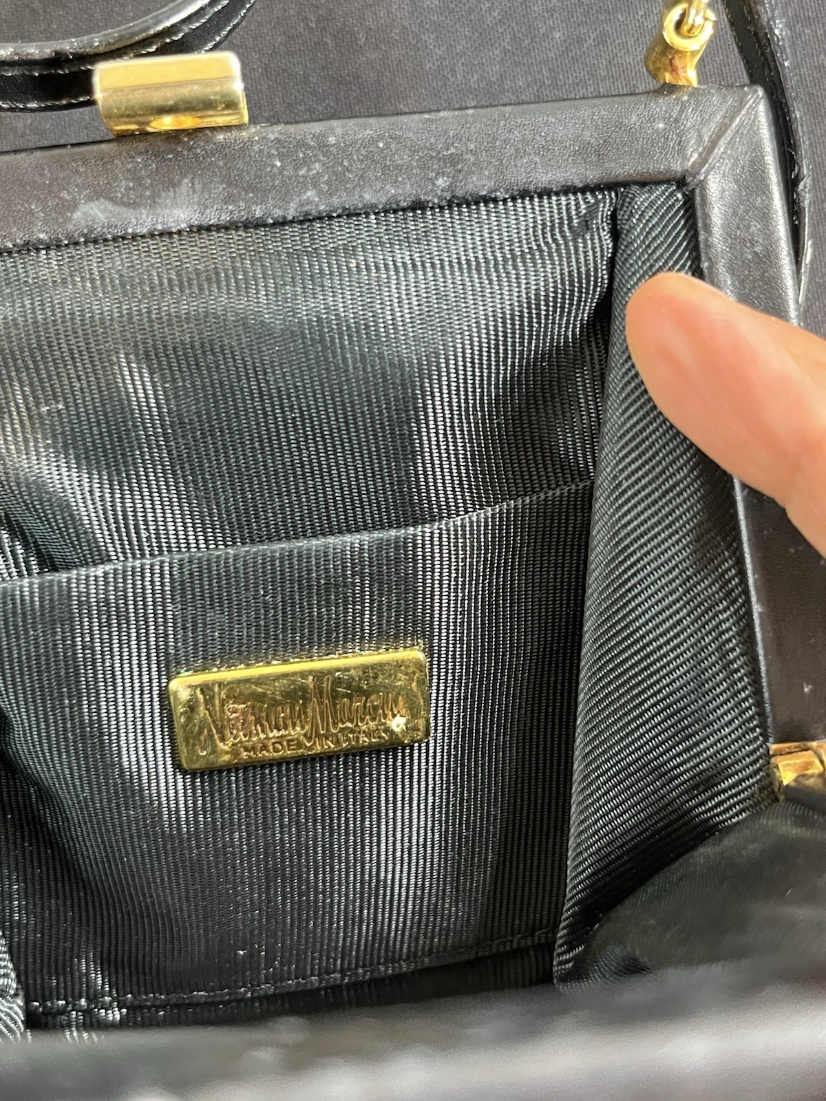 VTG Neiman Marcus Italy Black Leather Pony Hair Mini crossbody Bag