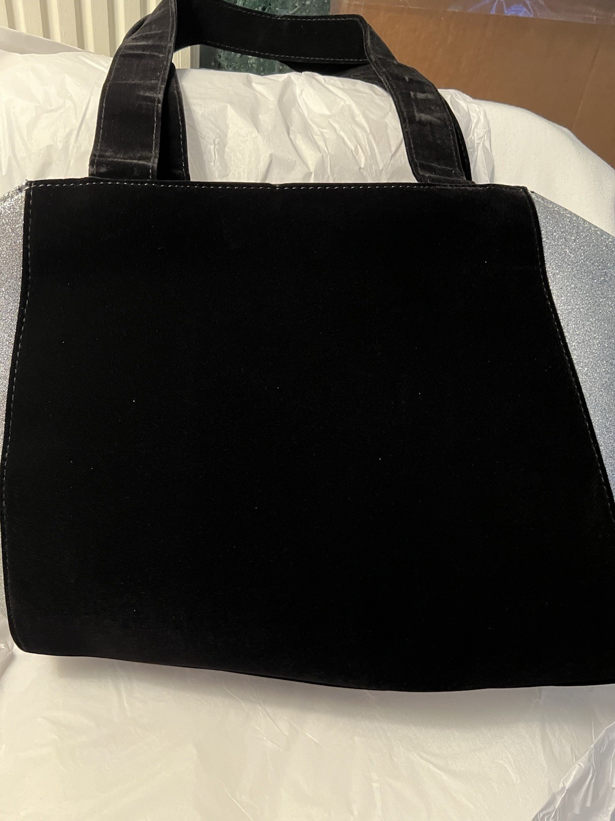 JIMMY CHOO PARFUMS WOMENS LARGE TOTE BAG BLACK AND GLITTER NEW
