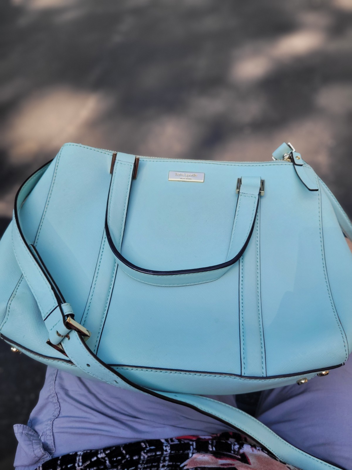 kate spade new york Blue small Satchel Top Handle Zip Gold Hardware Strap