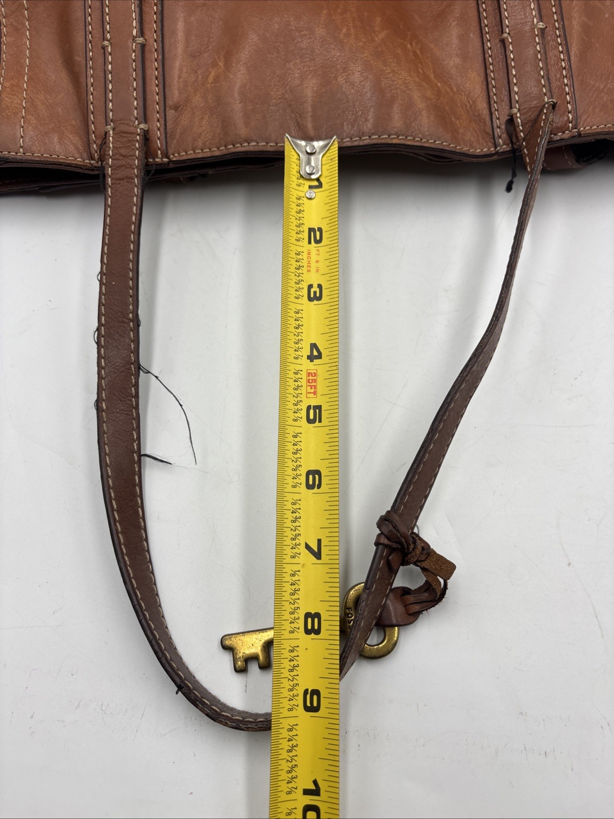 Fossil Emma Women’s Handbag Brown Leather Inner Pockets Double Handle Tote Bag