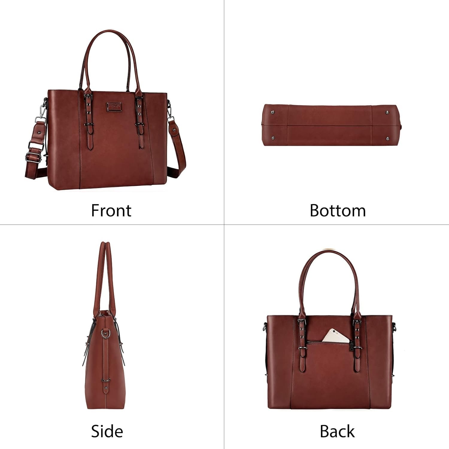 PU Leather Laptop Tote Bag 13.3 15 16 17 17.3 inch for Women Messenger Handbag