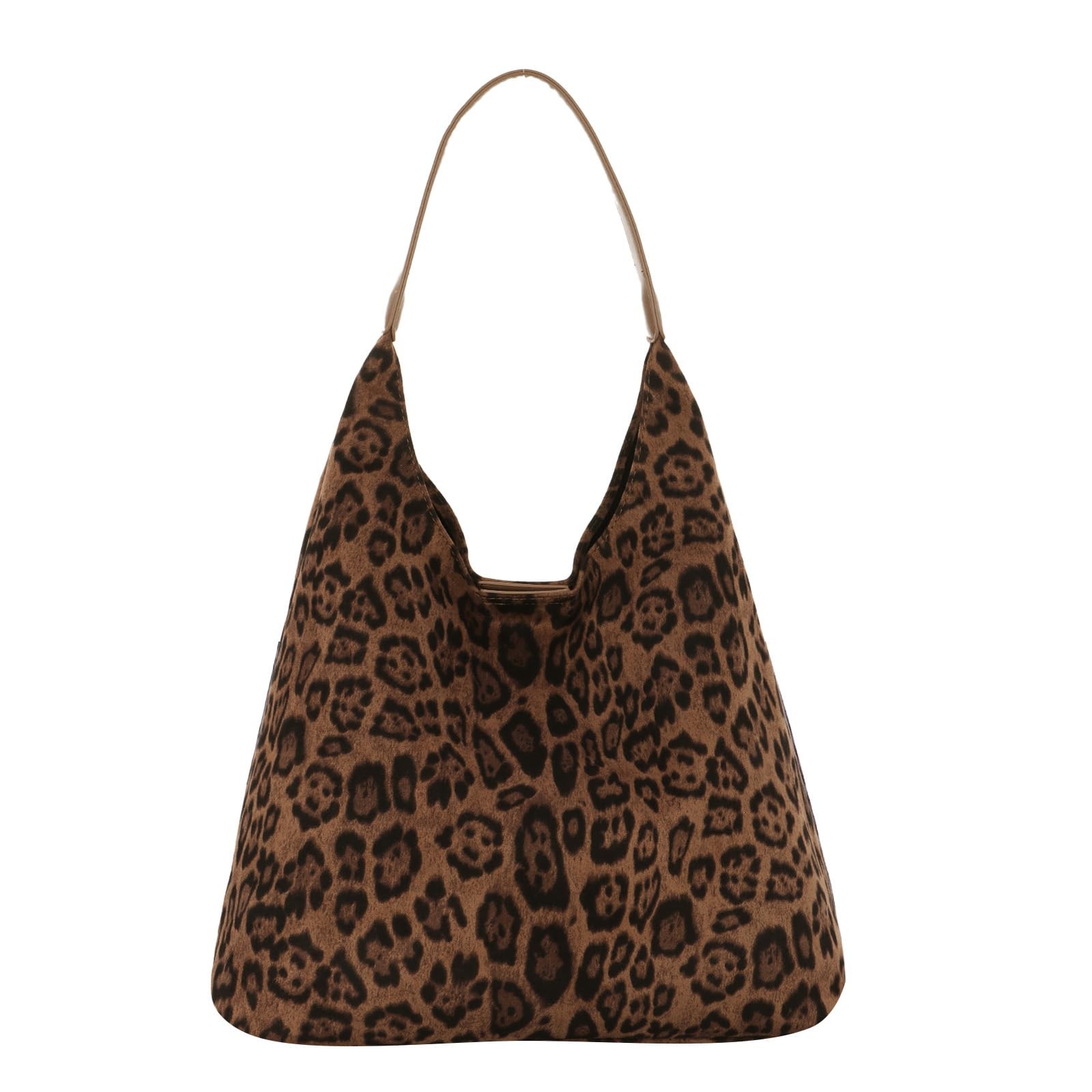 Leopard Print Tote Bag for Women, Suede Leather Large Shoulder Satchel Bag